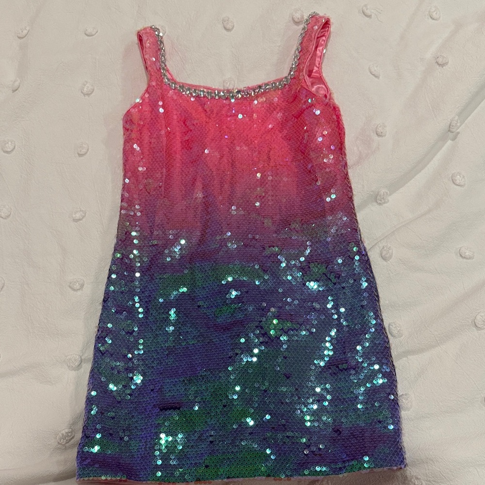 Lola Pink and Green Sequin Top